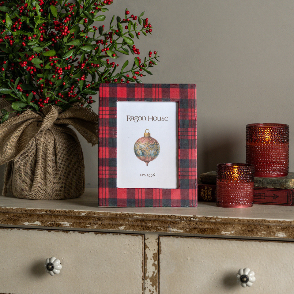 5" X 7" RED PLAID PHOTO FRAME