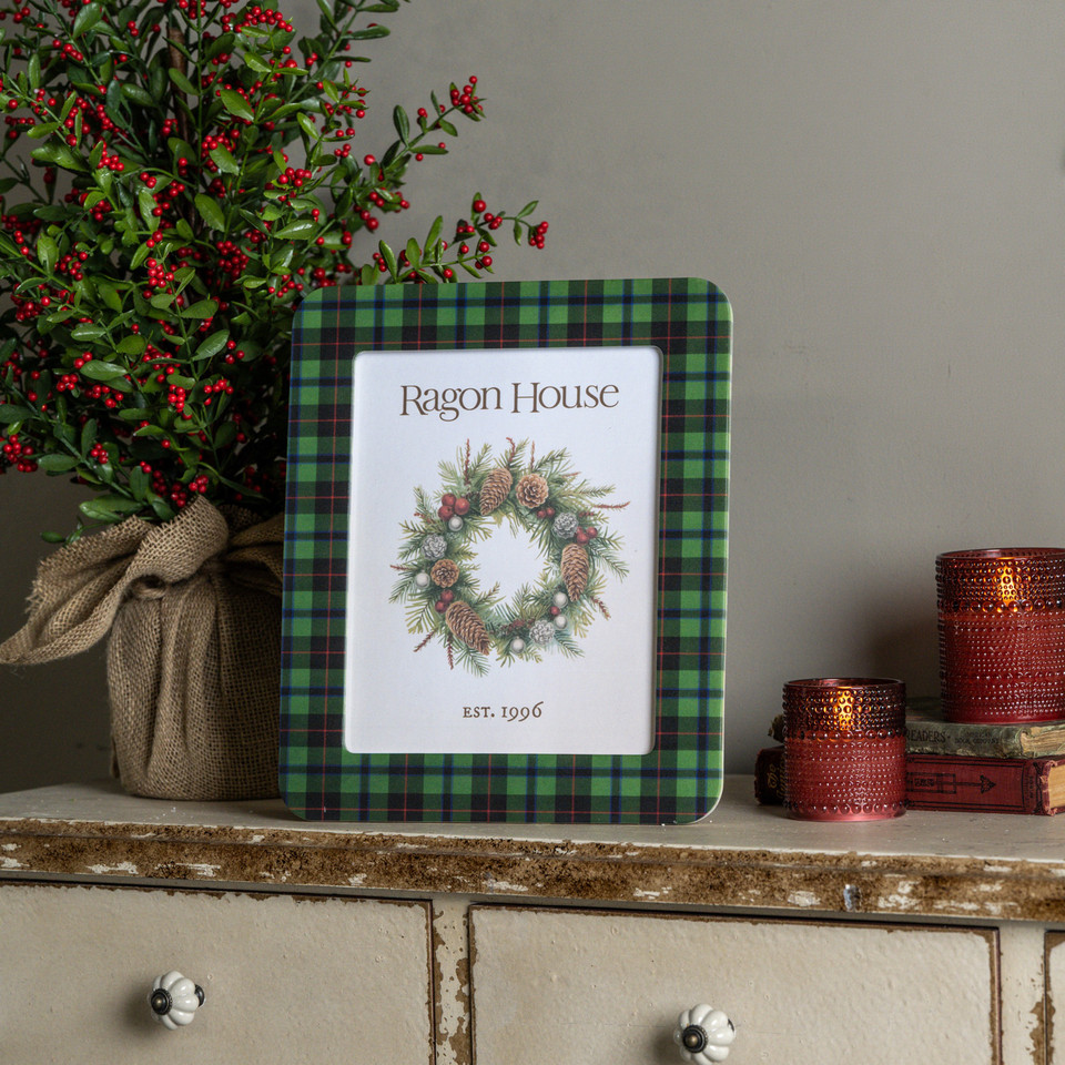 8" X 10" GREEN PLAID PHOTO FRAME