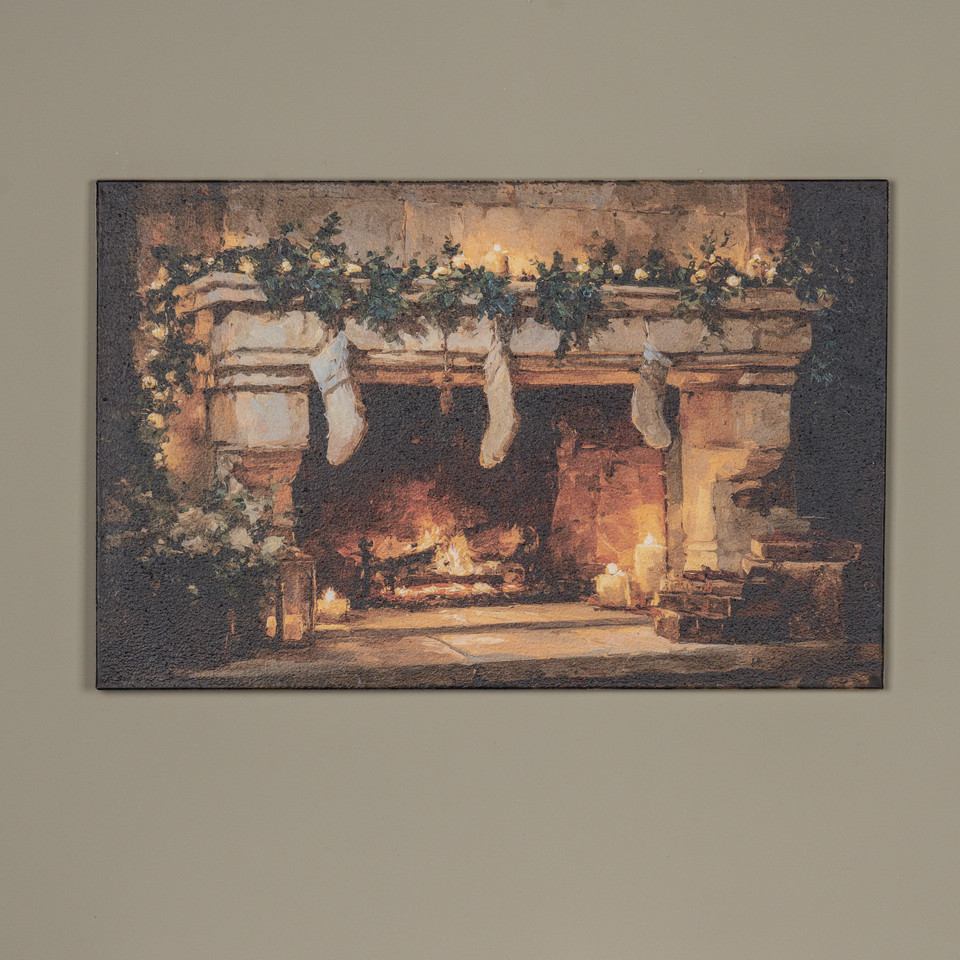 28" GLOWING FIREPLACE PRINT