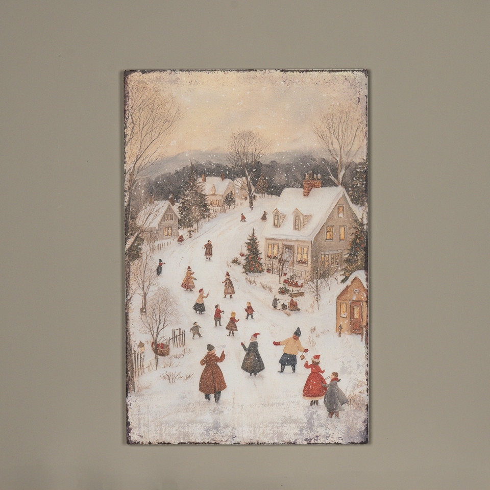 28" SNOW DAY VILLAGE PRINT