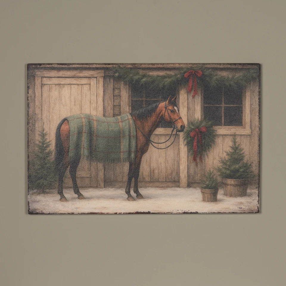 28" GREEN BLANKET HORSE PRINT