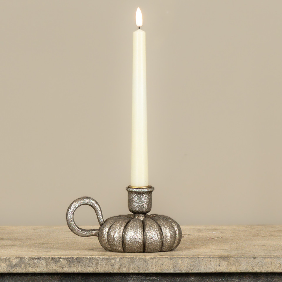 PEWTER PUMPKIN TAPER CANDLE HOLDER
