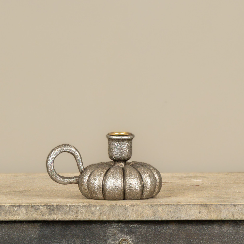 PEWTER PUMPKIN TAPER CANDLE HOLDER