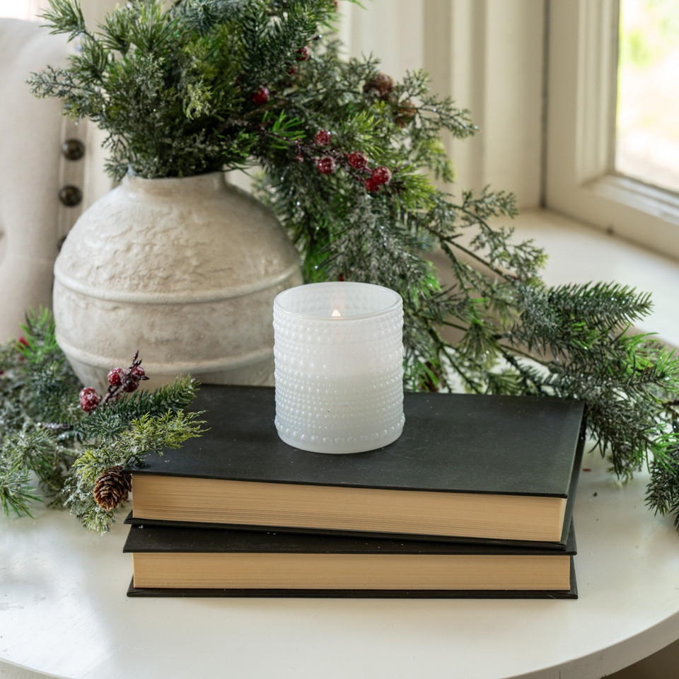 3.25" WHITE DOTTED GLASS 3D FLAME CANDLE
