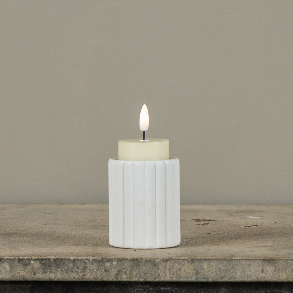3" FLUTED CEMENT TEALIGHT CANDLE HOLDER