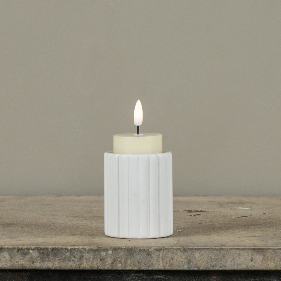 3" FLUTED CEMENT TEALIGHT CANDLE HOLDER