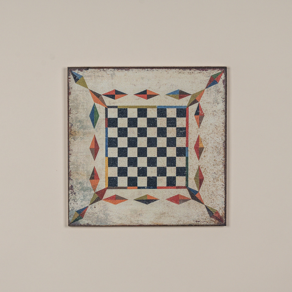 18" VINTAGE CHECKERBOARD & DIAMOND PRINT
