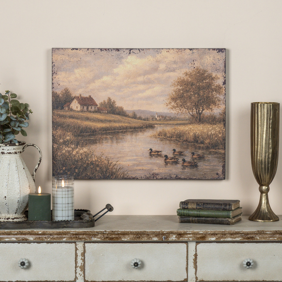 24" COTTAGESIDE MALLARDS PRINT