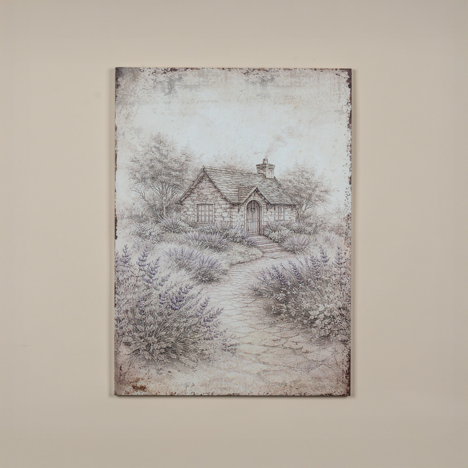 33" LAVENDER FIELDS COTTAGE PRINT