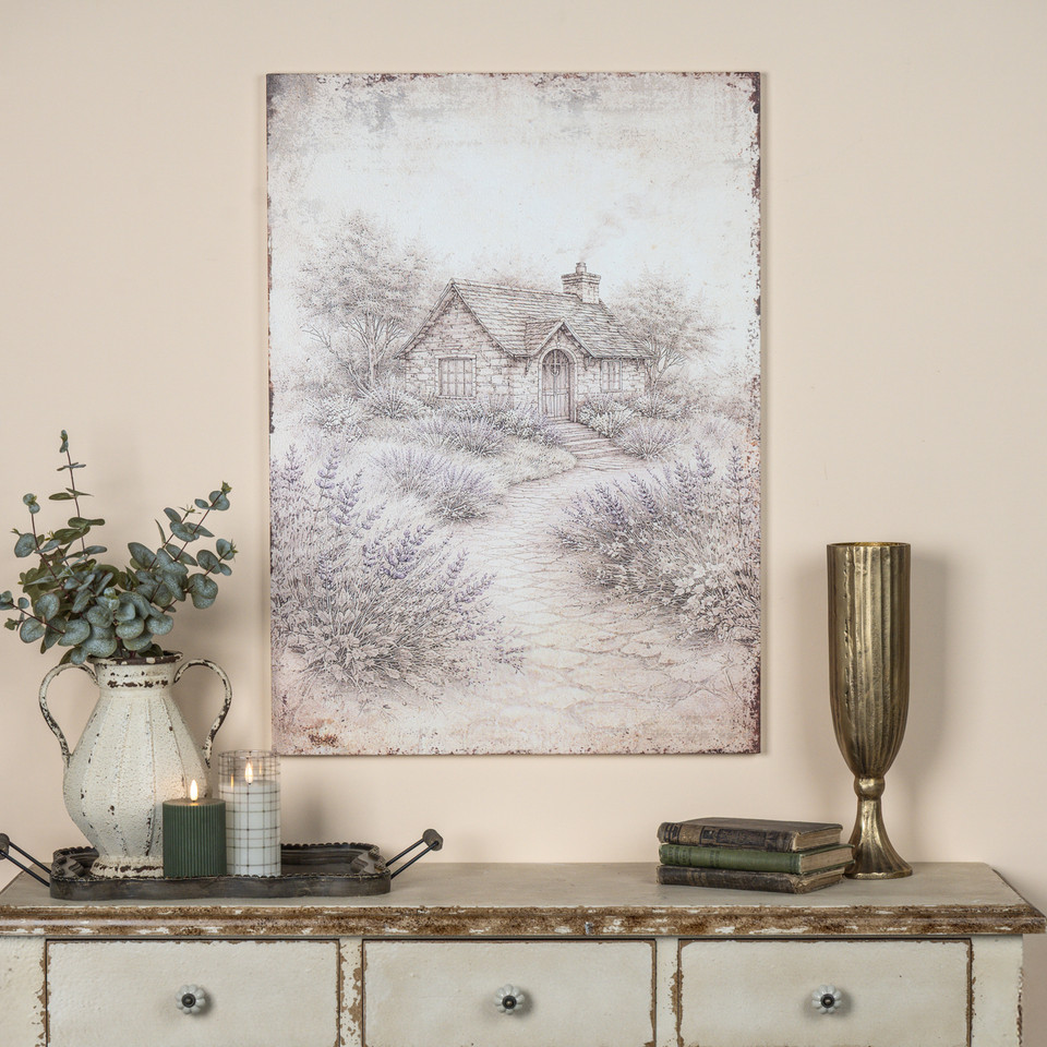 33" LAVENDER FIELDS COTTAGE PRINT