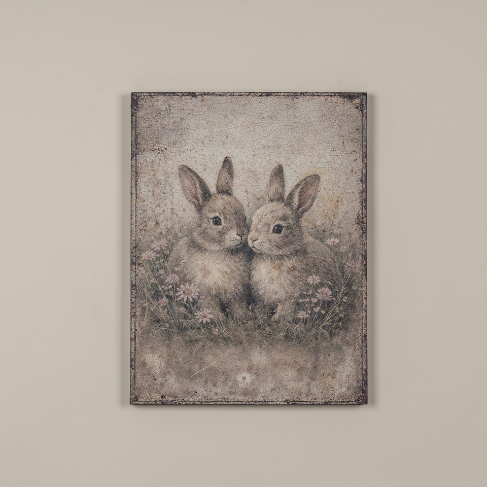 24" PRECIOUS BUNNY COUPLE PRINT