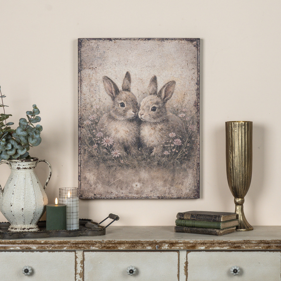 24" PRECIOUS BUNNY COUPLE PRINT