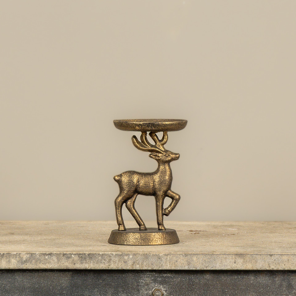 6.25" BRONZE DEER PILLAR CANDLE HOLDER