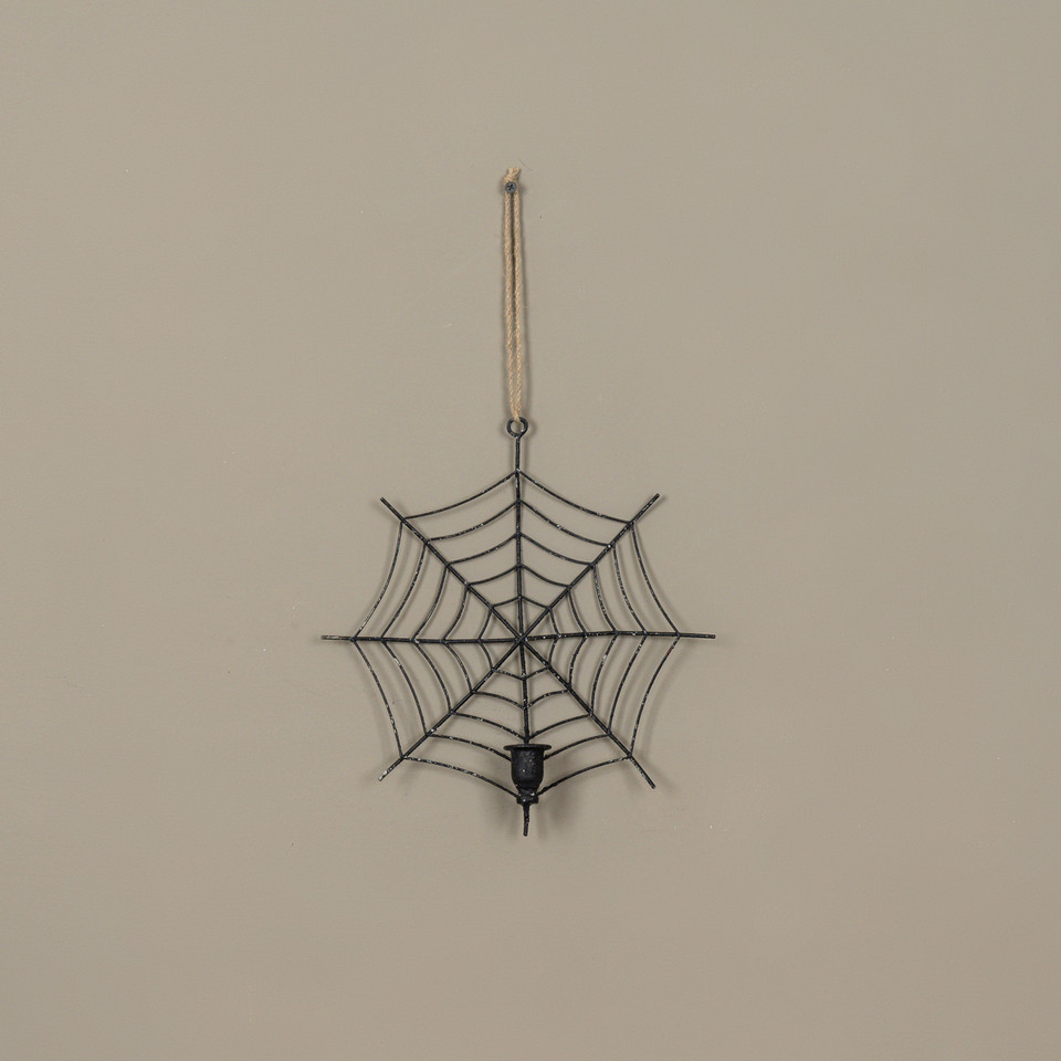HANGING SPIDER WEB TAPER CANDLE HOLDER