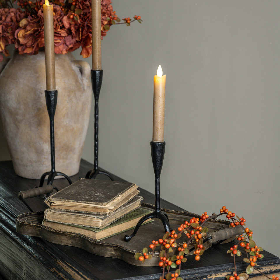 8" FORGED METAL TAPER CANDLE HOLDER