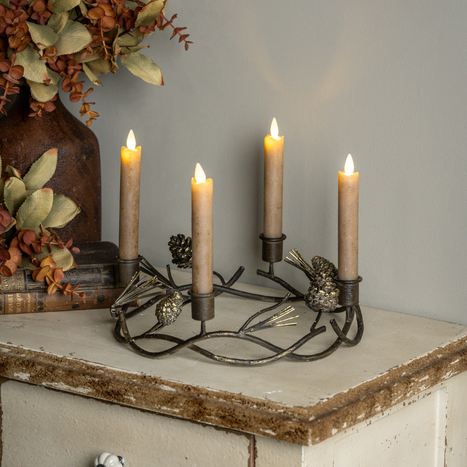 PINECONE & TWIG TAPER CANDLE HOLDER