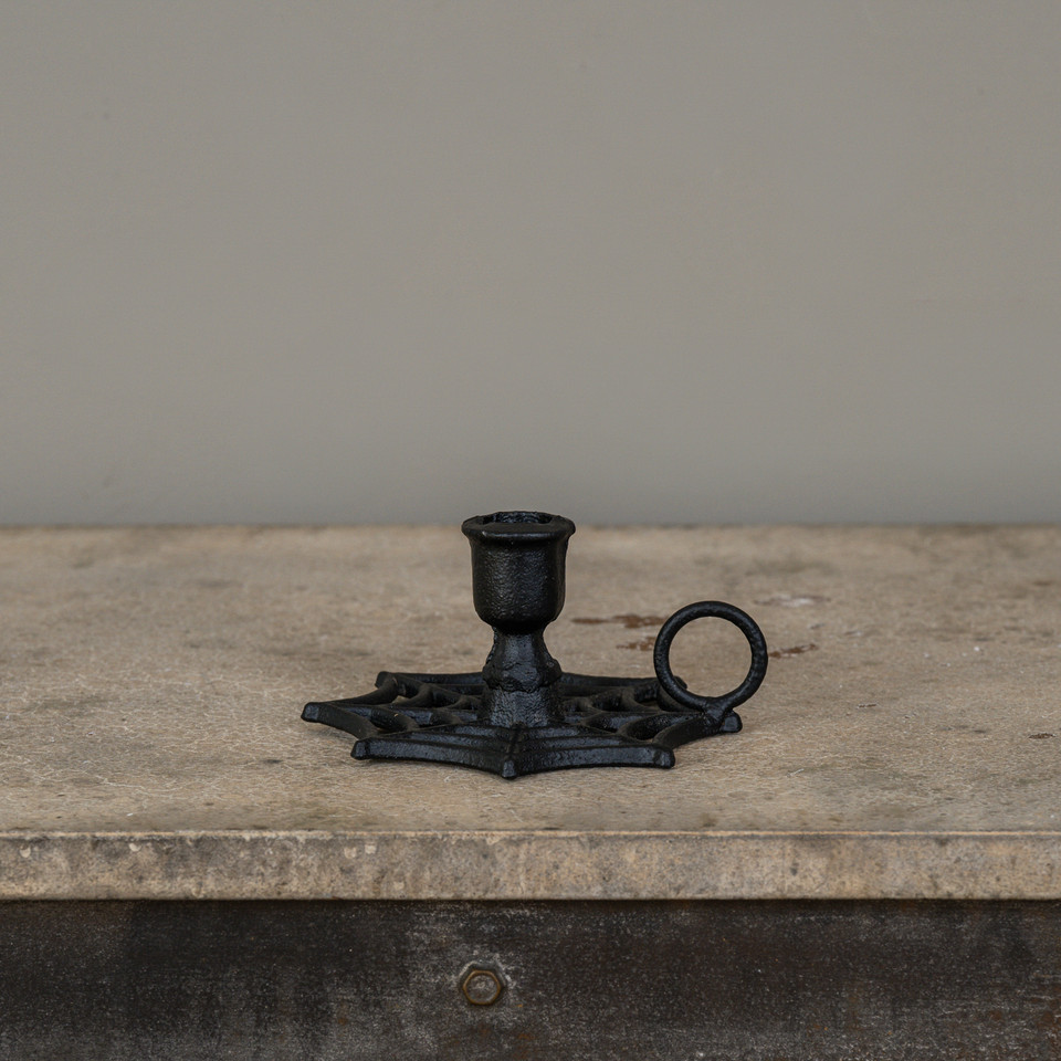 BLACK SPIDER WEB TAPER CANDLE HOLDER