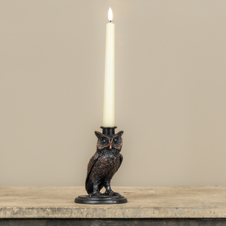 5.5" BLACK OWL TAPER CANDLE HOLDER