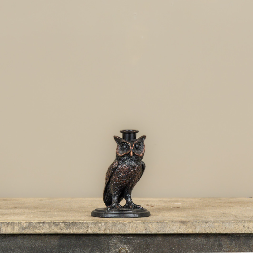 5.5" BLACK OWL TAPER CANDLE HOLDER