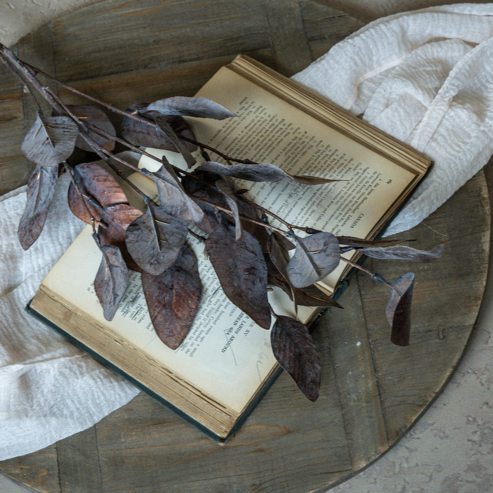 36" METALLIC COPPER MAGNOLIA LEAF SPRAY