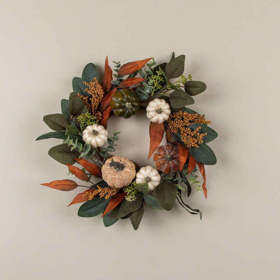 16" PUMPKIN & EUCALYPTUS CANDLE RING