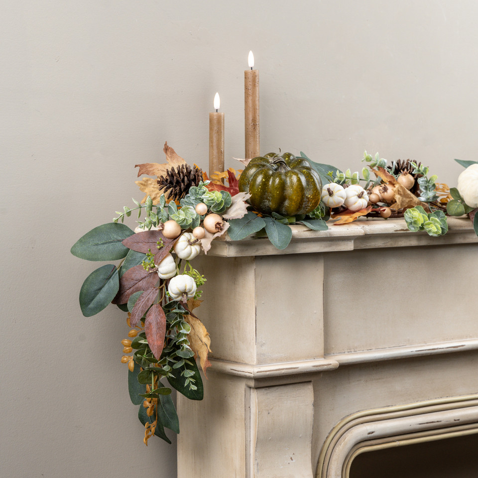 6' PUMPKIN, EUCALYPTUS, PINECONES & BERRIES GARLAND