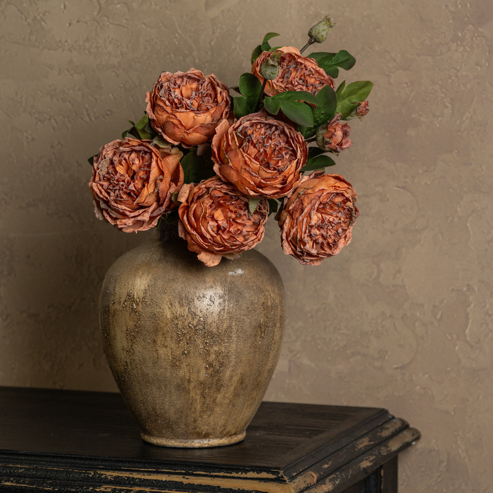 25.5" ORANGE DRIED PEONY SPRAY