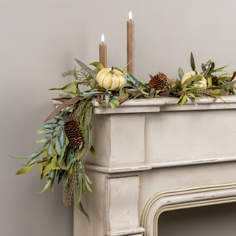 6' CREAM PUMPKIN & FOLIAGE GARLAND
