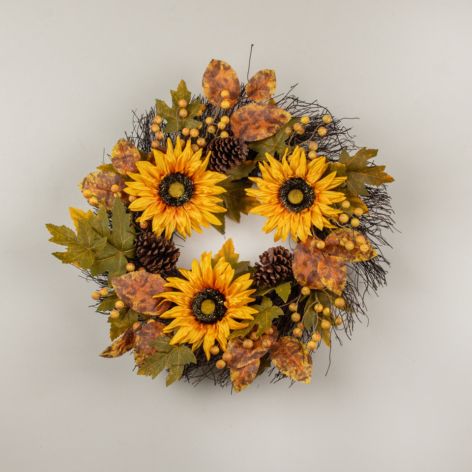 22" AUTUMN SUNFLOWER FIELDS WREATH