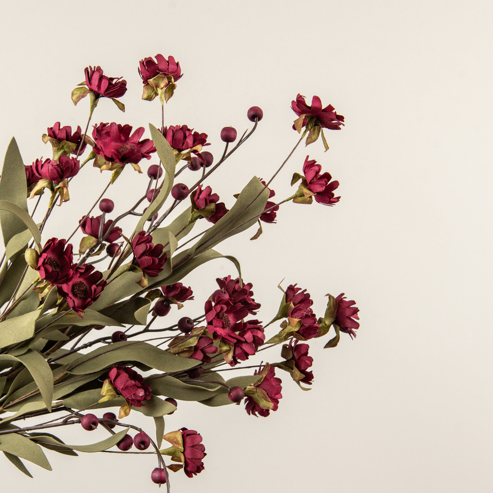 21" BURGUNDY MINI DAISY & BERRY BUSH
