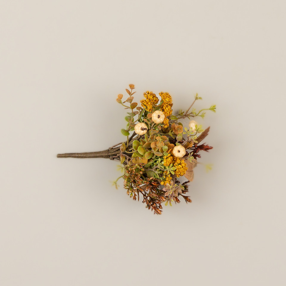 9.5" FALL BERRY & PUMPKIN MINI BUSH