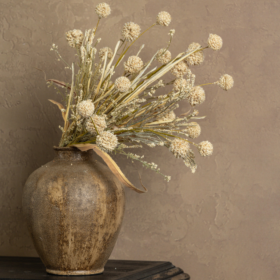 22" BEIGE POM POM BUSH