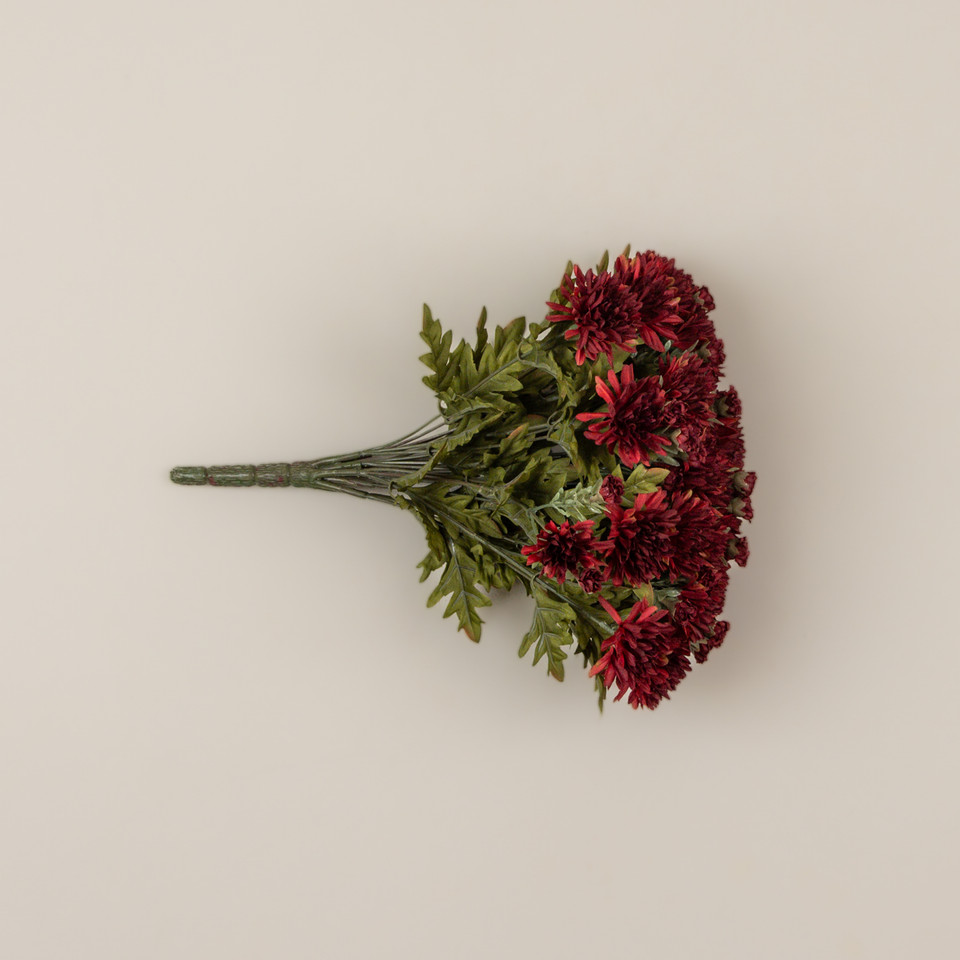 15.5" BURGUNDY MUM BUSH