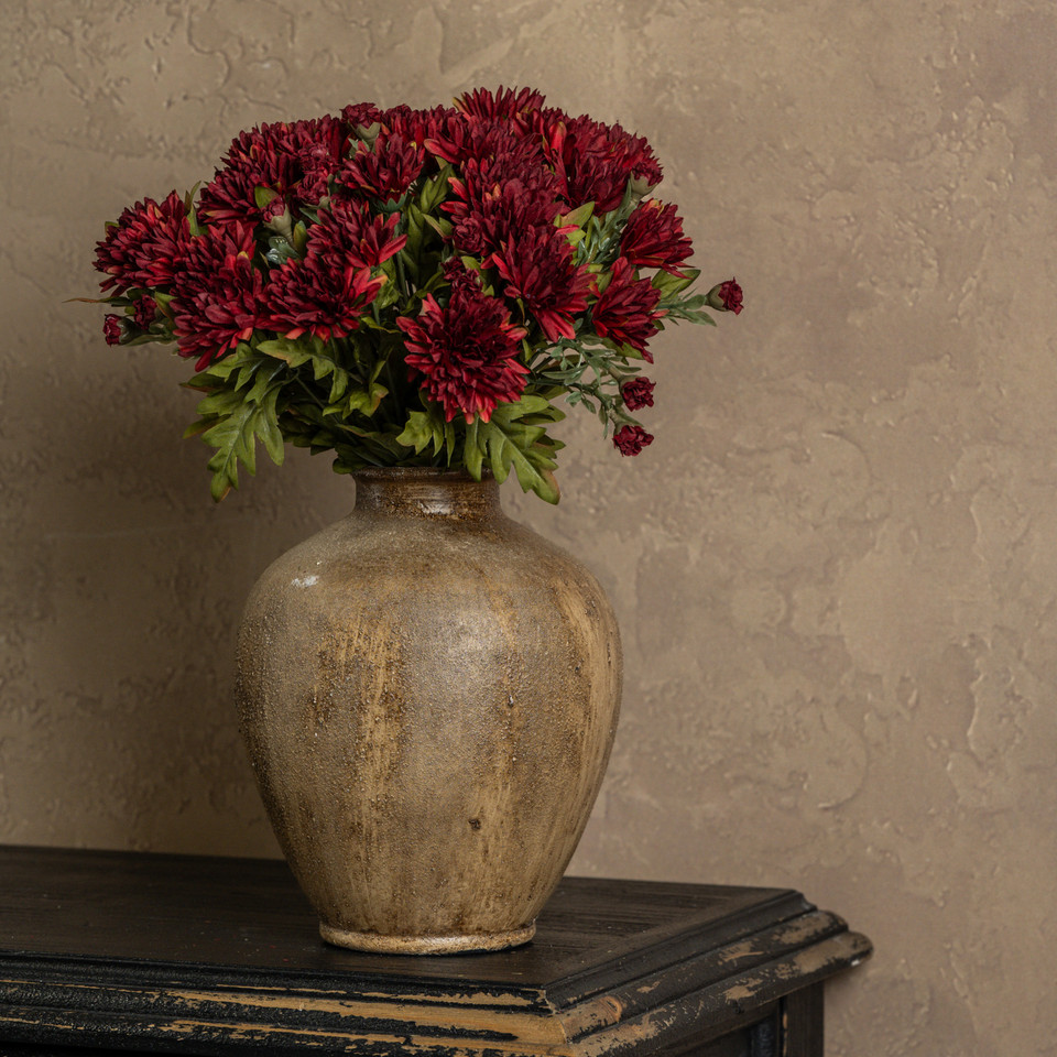 15.5" BURGUNDY MUM BUSH