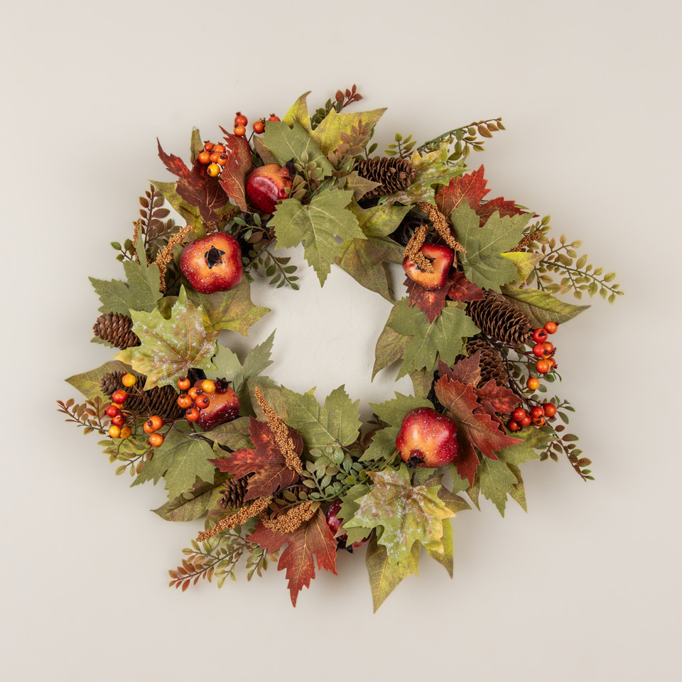 22" MAPLE LEAF & POMEGRANATE WREATH