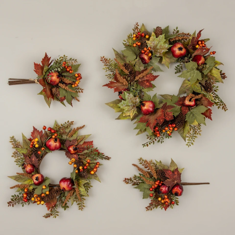 16" MAPLE LEAF & POMEGRANATE CANDLE RING