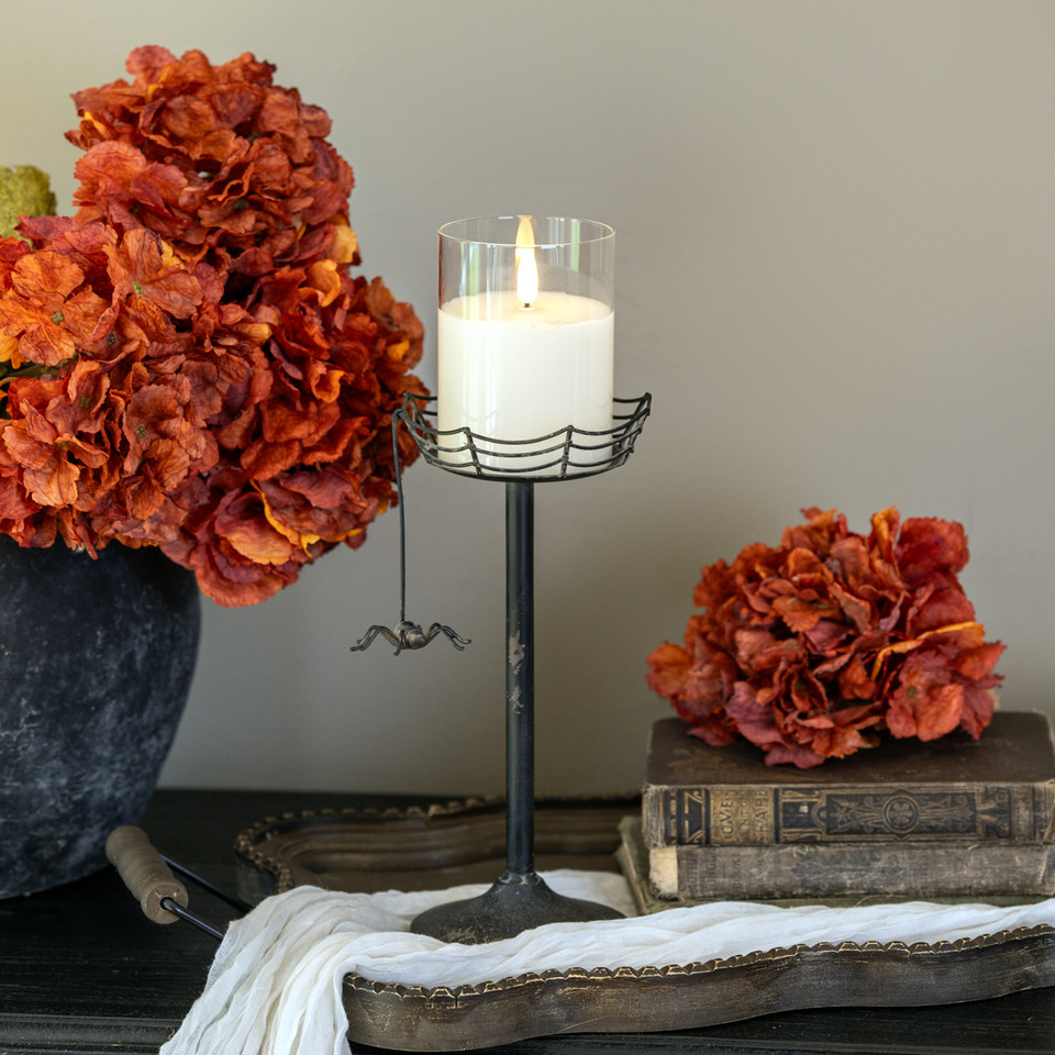 9.5" SPIDER WEB PILLAR CANDLE HOLDER