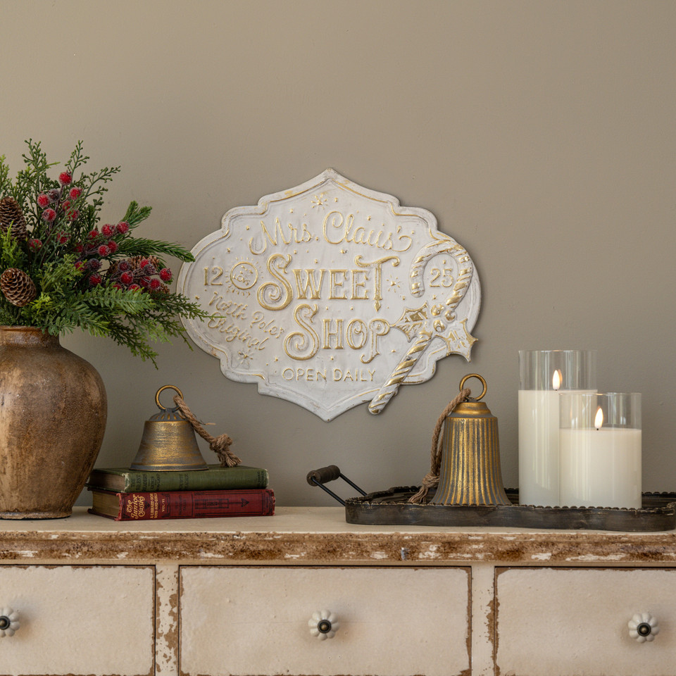 15.75" GOLD & WHITE  SWEET SHOP SIGN