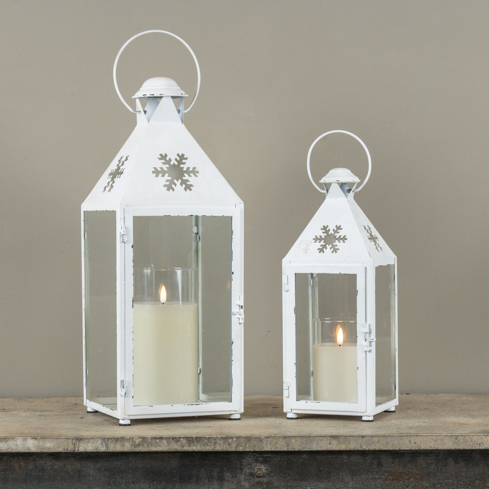 SET/ 2 WHITE SNOWFLAKE LANTERNS