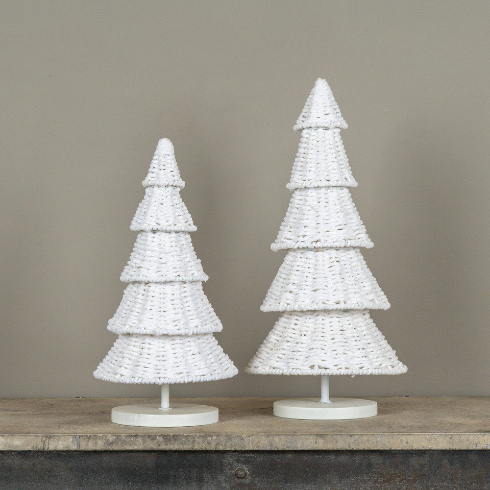 14" CREAM RATTAN TREE