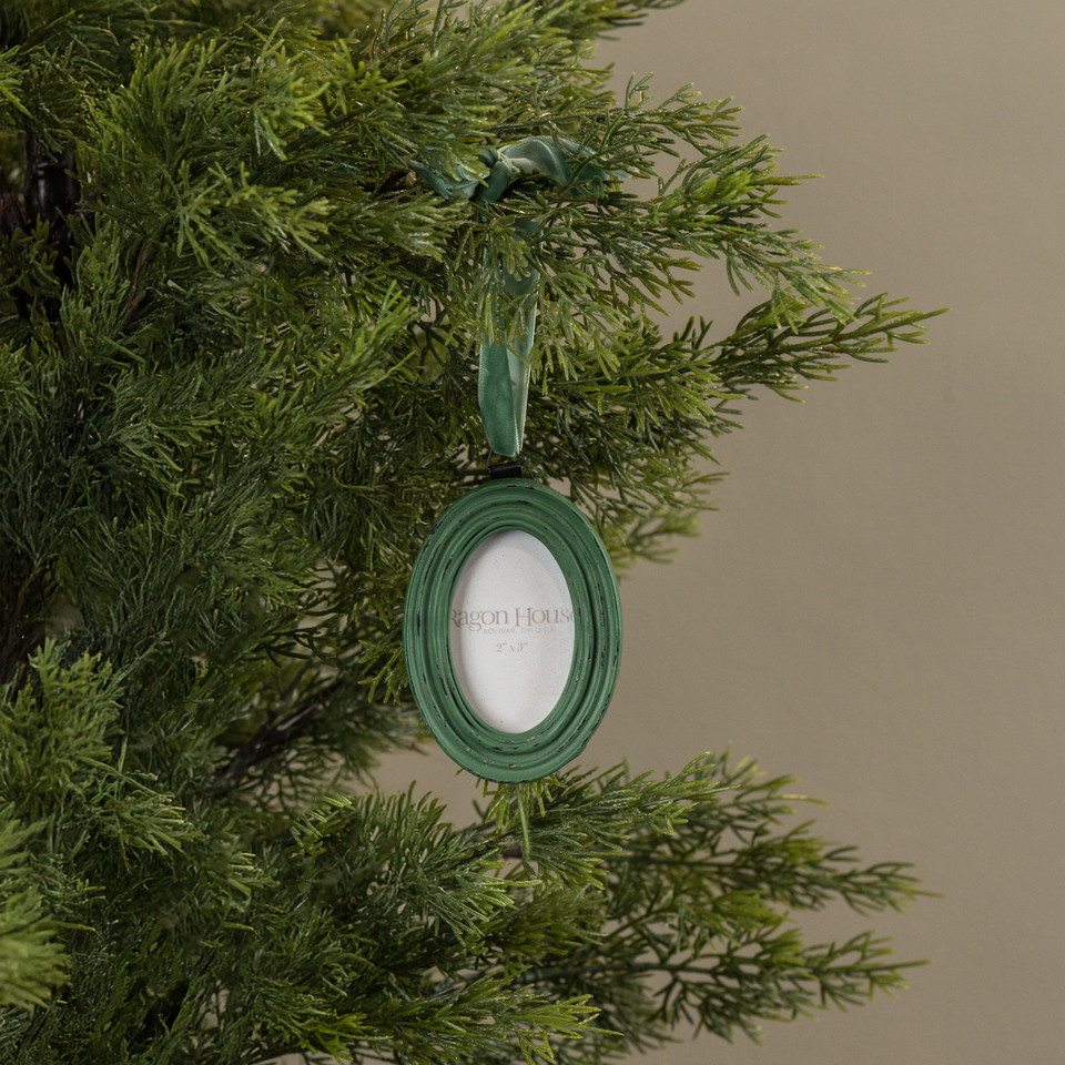 GREEN OVAL FRAME ORNAMENT