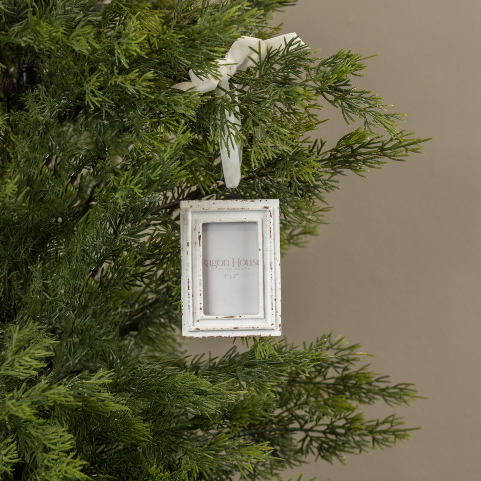 WHITE RECTANGLE FRAME ORNAMENT