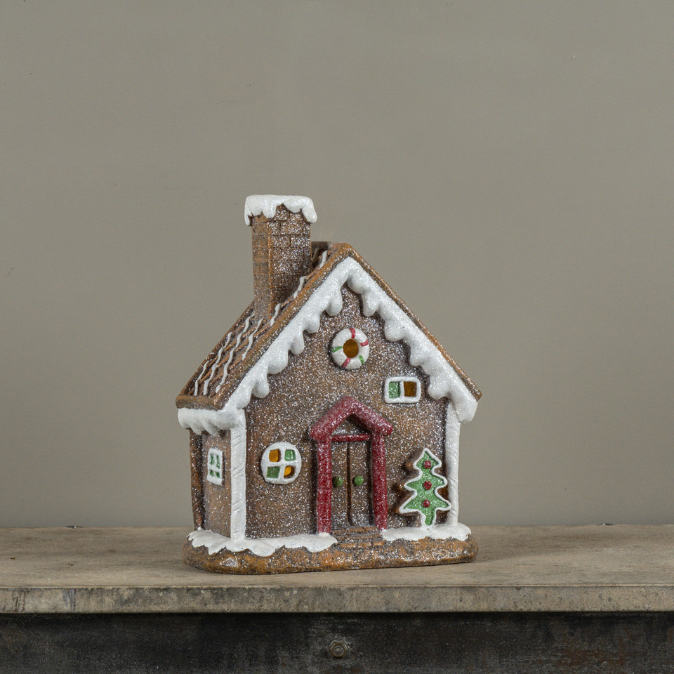 12" JOYFUL LIGHTED GINGERBREAD HOUSE