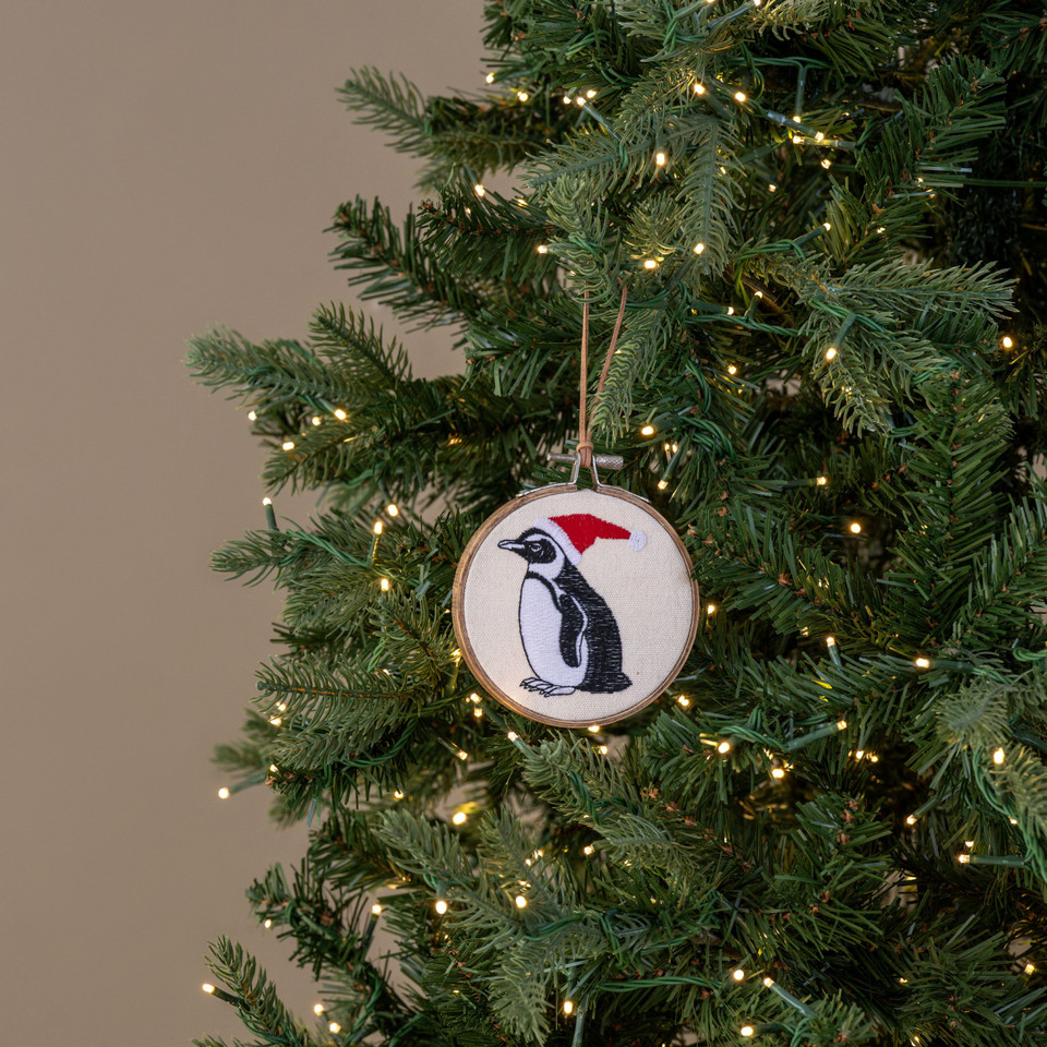 5" JOLLY PENGUIN EMBROIDERED ORNAMENT