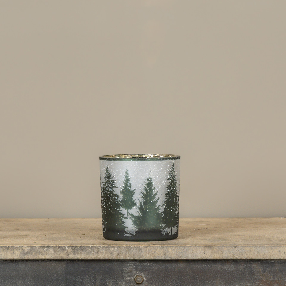 6" WINTER FOREST GLASS HURRICANE