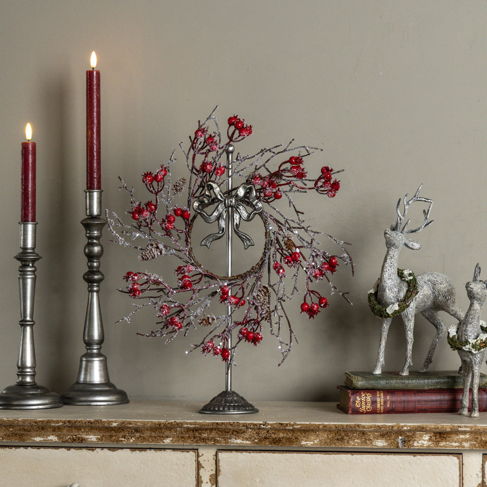 15.25" PEWTER WREATH STAND W/ BOW