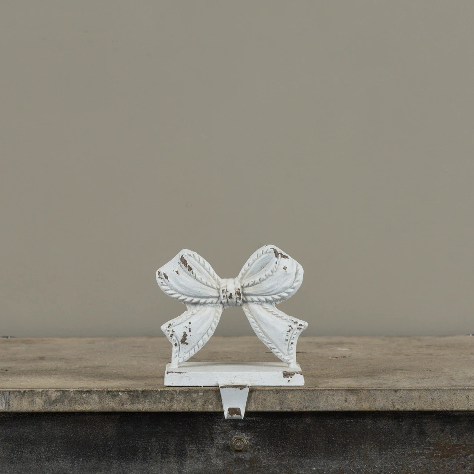 PETITE WHITE BOW STOCKING HOLDER