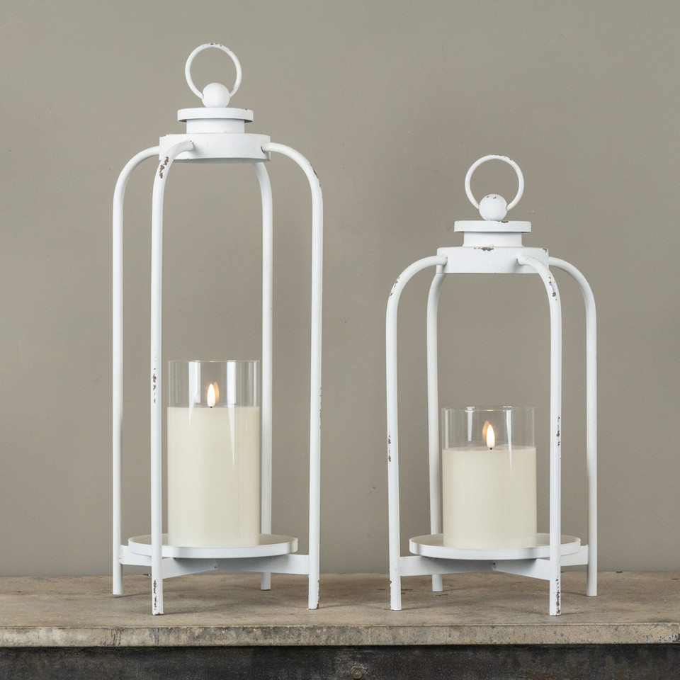 16.75" WHITE CARMEN LANTERN