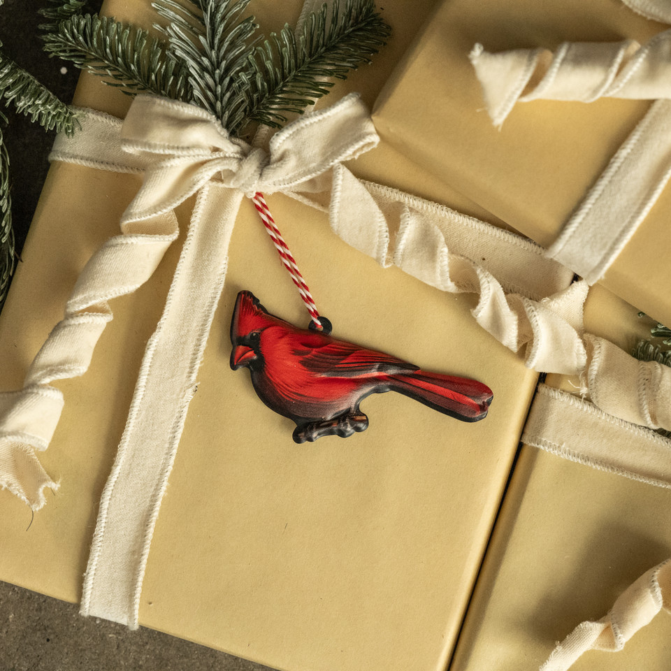 3" METAL CARDINAL ORNAMENT