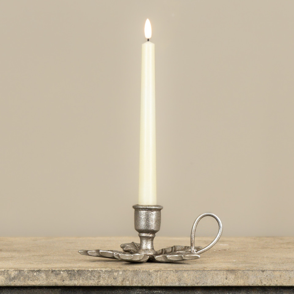 PEWTER HOLLY TAPER CANDLE HOLDER